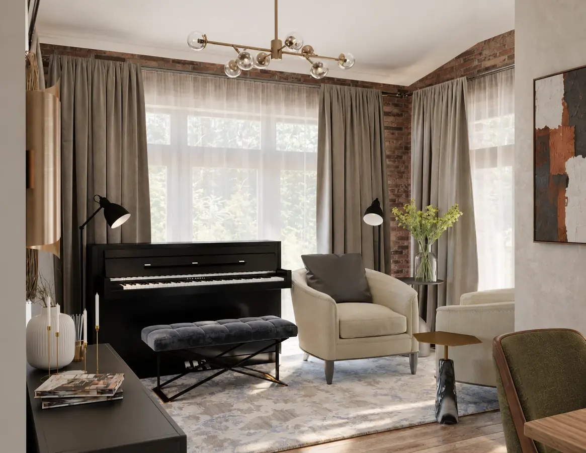 Music area with a grand piano