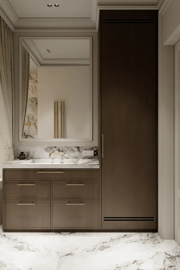 Apartment interior design in starom fonde 67m². Kutuzovskiy prospekt, Bathroom