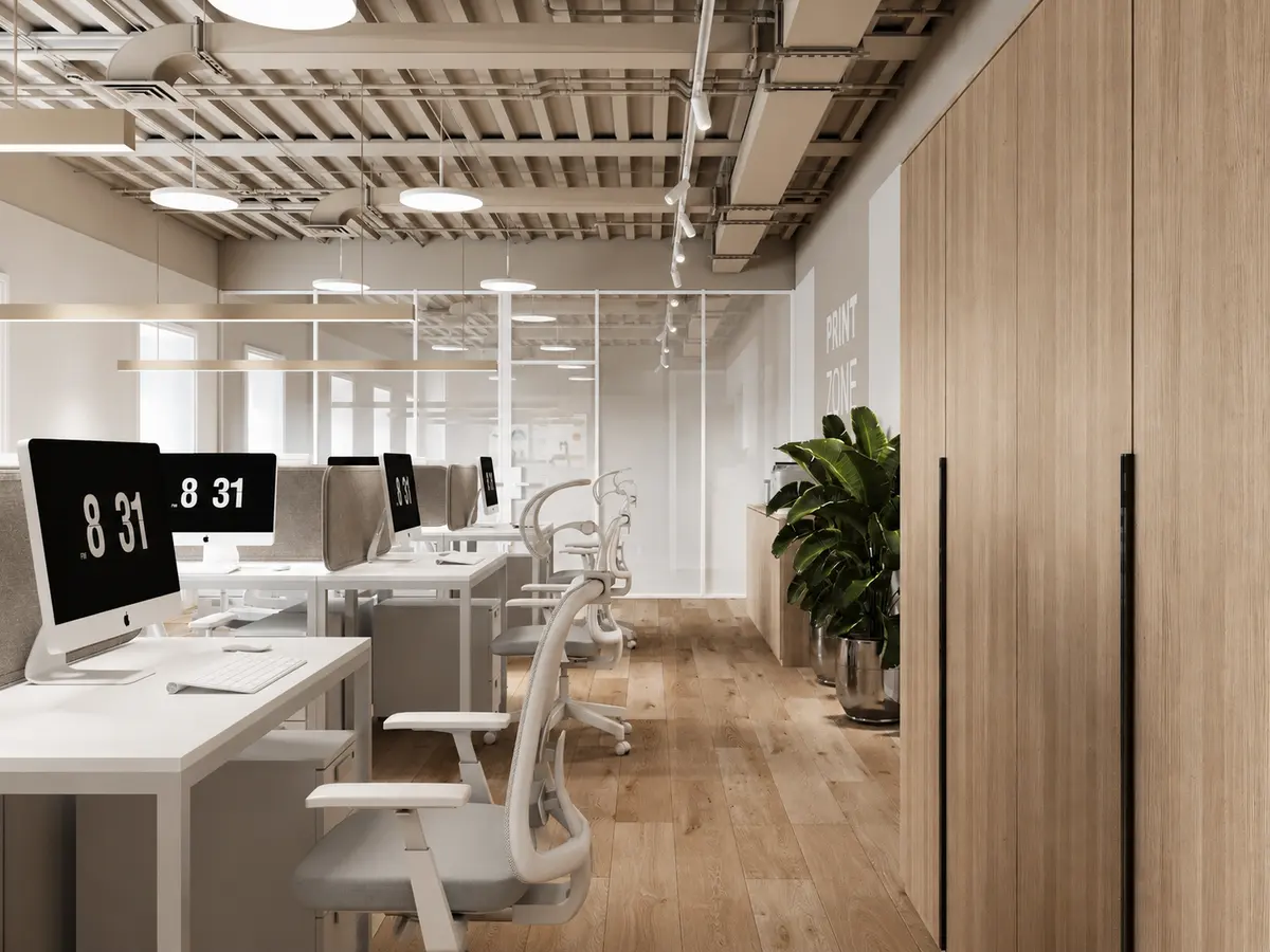 Office interior design in osobnyake 1142 m², Open Space