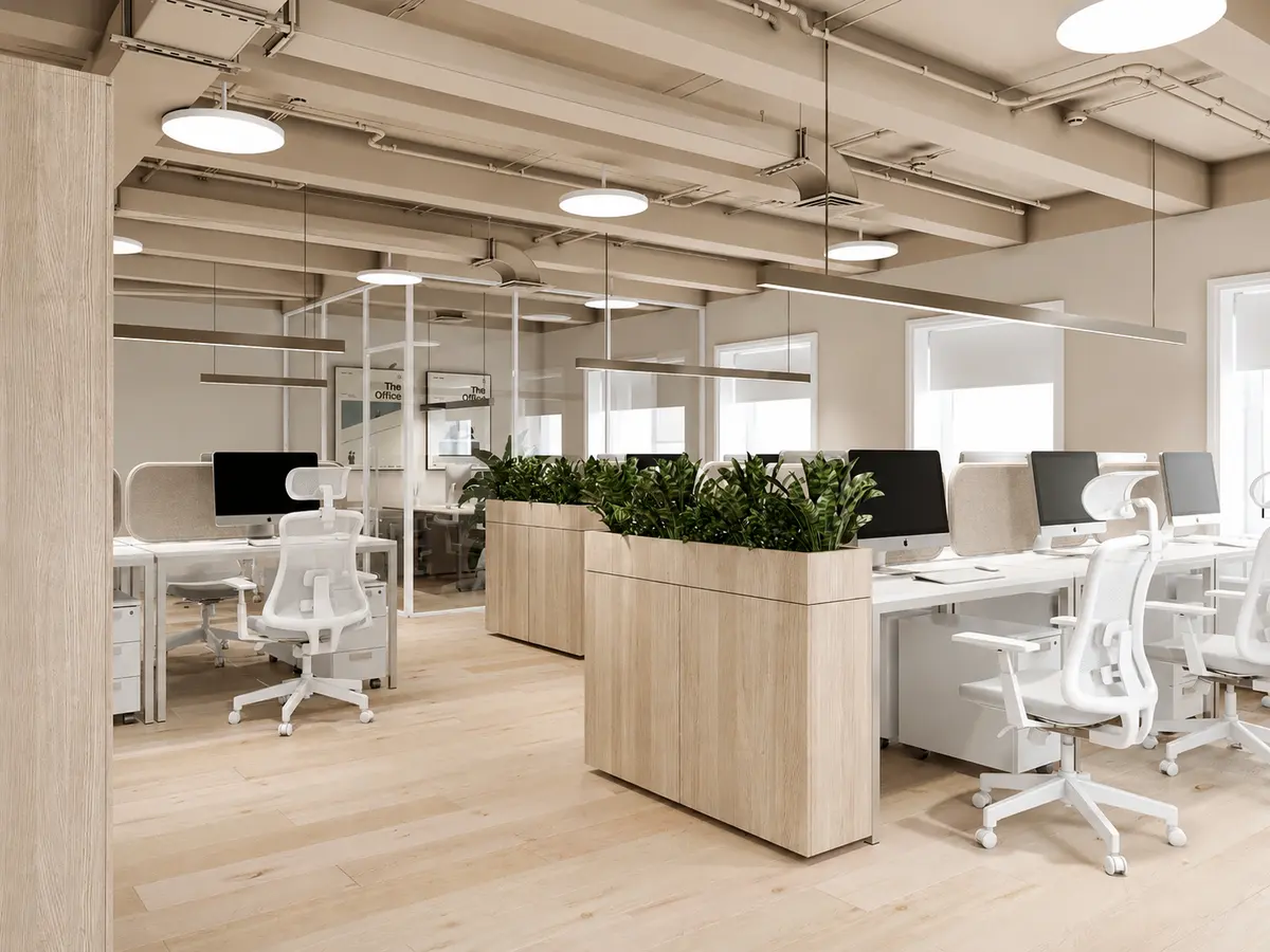 Office interior design in osobnyake 1142 m², Open Space