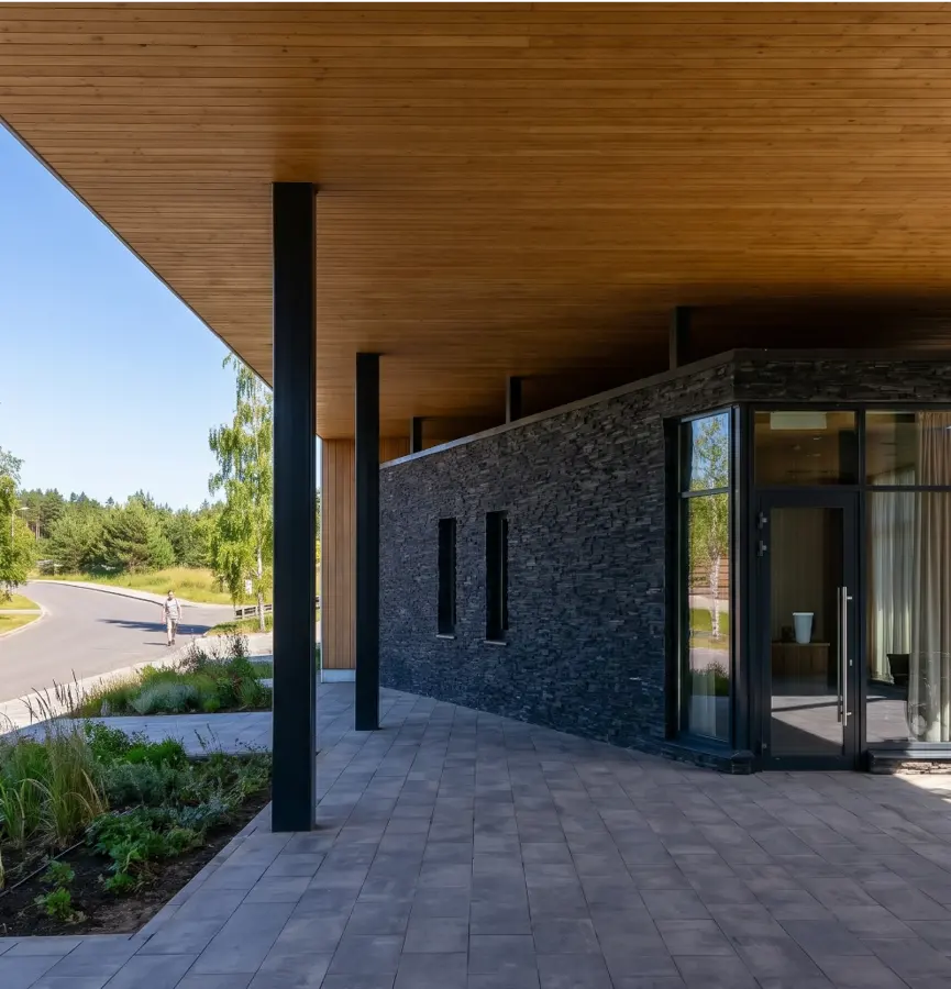 Covered terrace at the house entrance