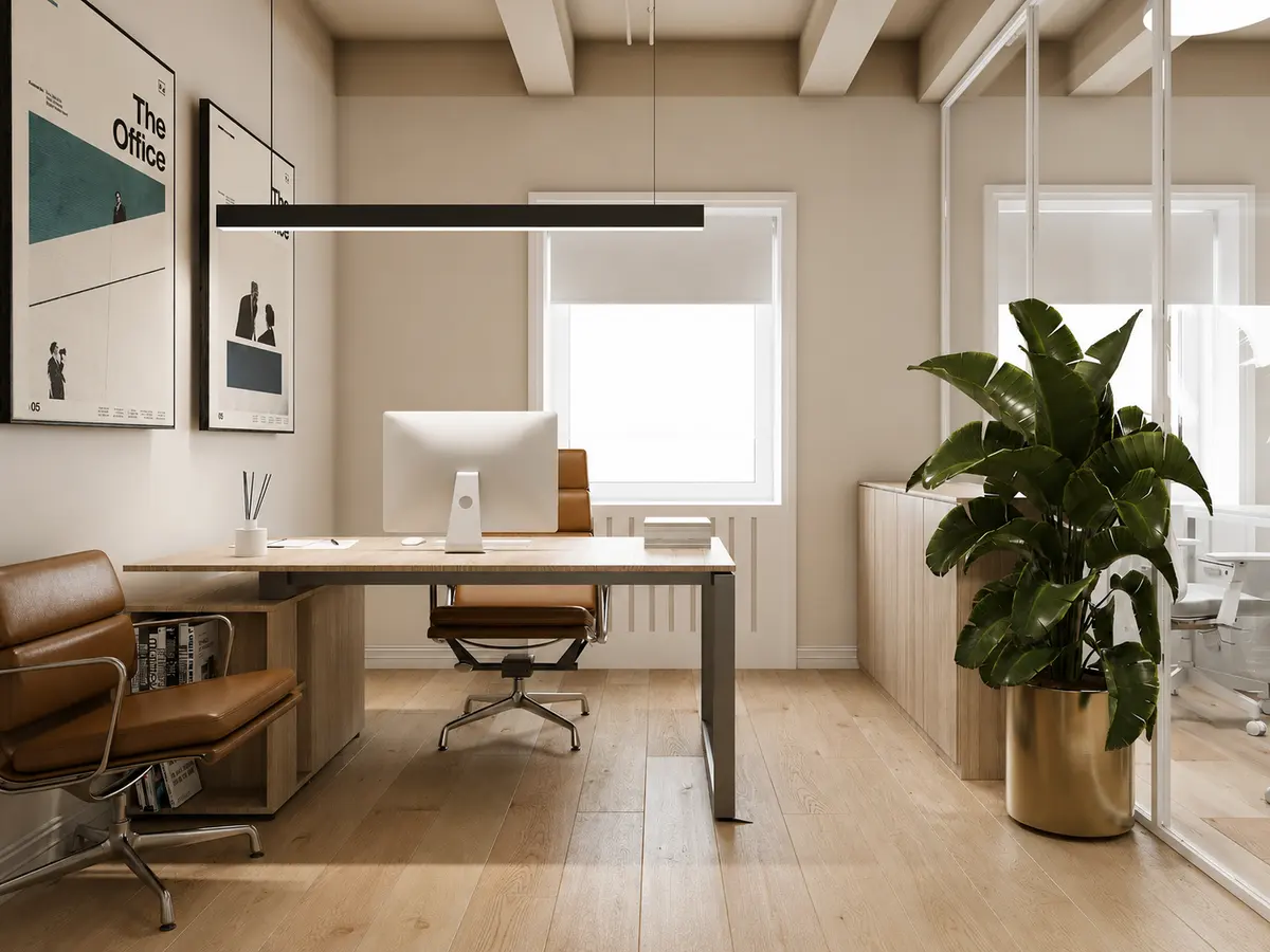 Office interior design in osobnyake 1142 m², Open Space