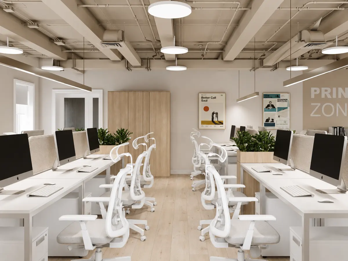 Office interior design in osobnyake 1142 m², Open Space